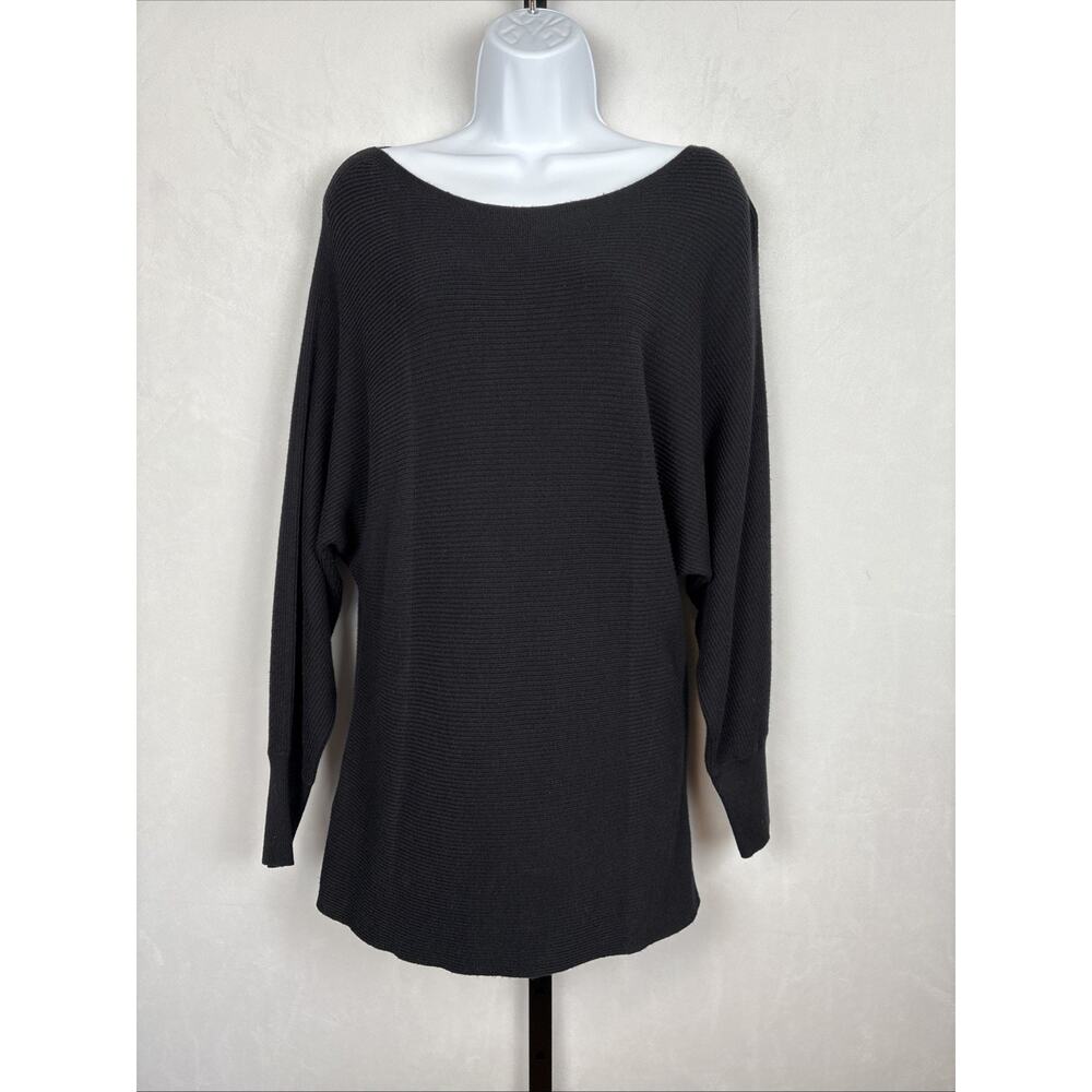 NEW Tommy Bahama Bonita Dolman Sleeve Sweater Womens Medium Black Ribbed Classic